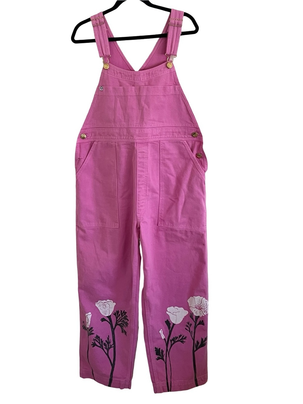 Big Bud Press Pink California Poppy Artist Togs Overalls Large